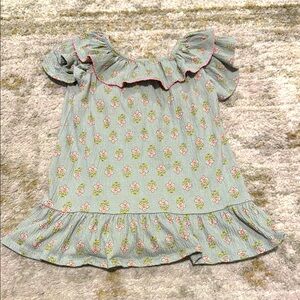 Modern Moments by Gerber Toddler Girl Green & Pink Floral Ruffle Dress 2T